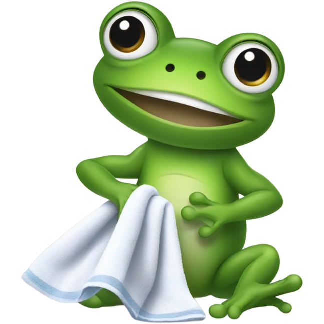 Frog picking up towel emoji