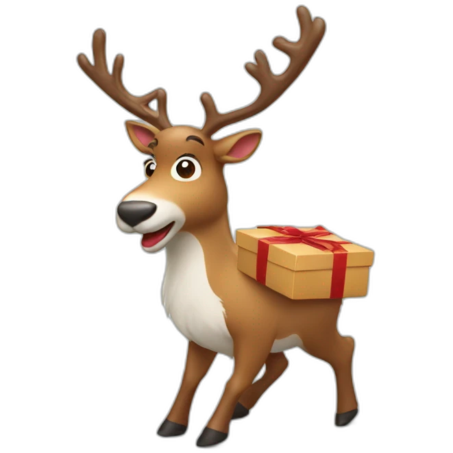 Reindeer delivers a box emoji