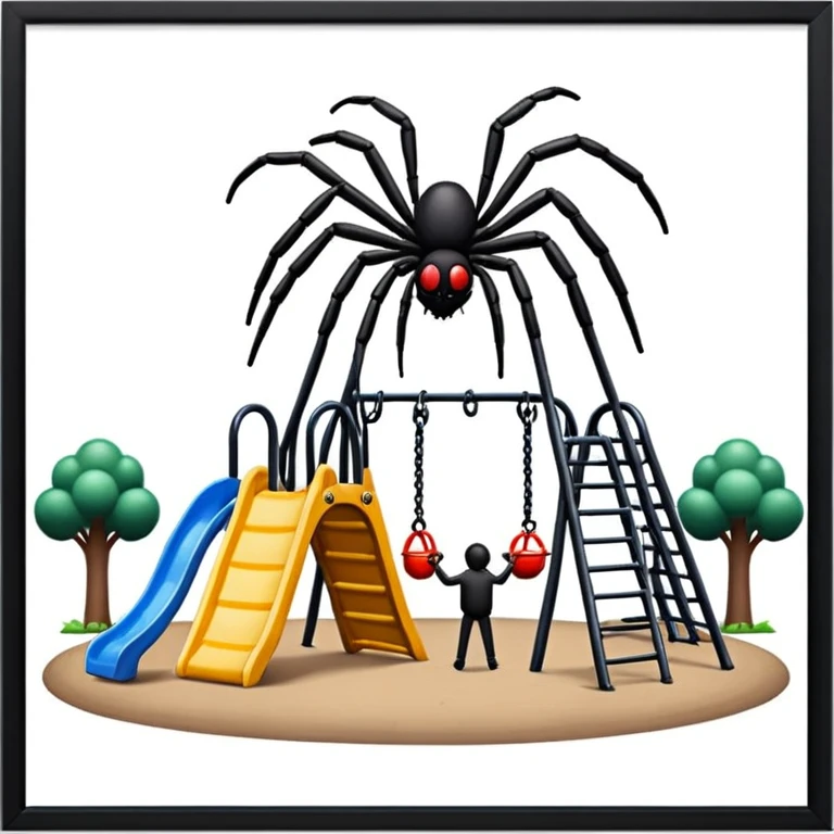 Playground giant people with tiny spider emoji