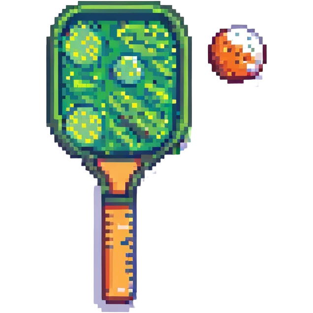 pickleball paddle and ball, pixel art style emoji