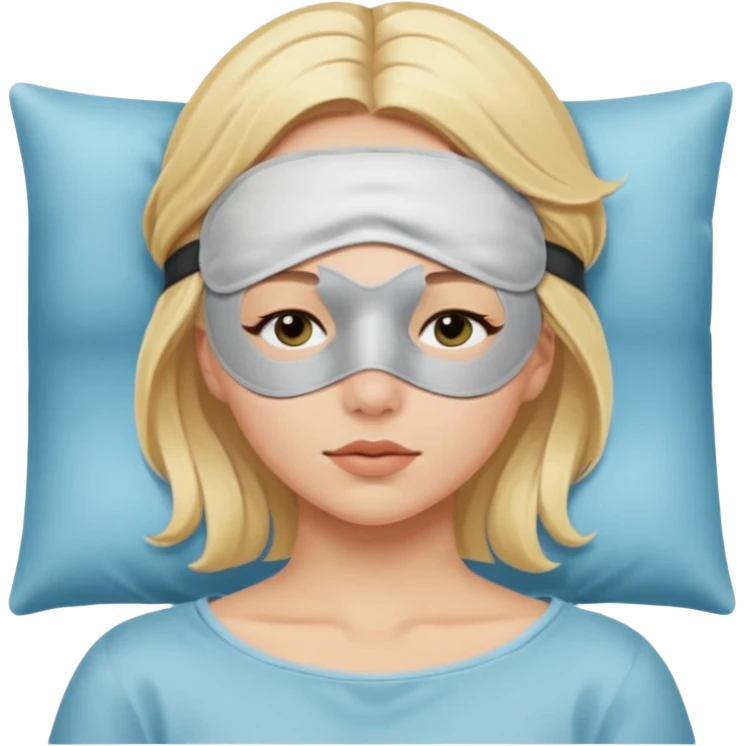 Девушка блондинка с маской для сна на лбу emoji