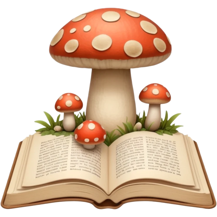 Cozy aesthetic beige mushroom and book emoji