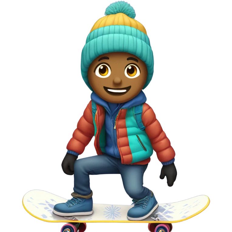 Skater boy in snow emoji