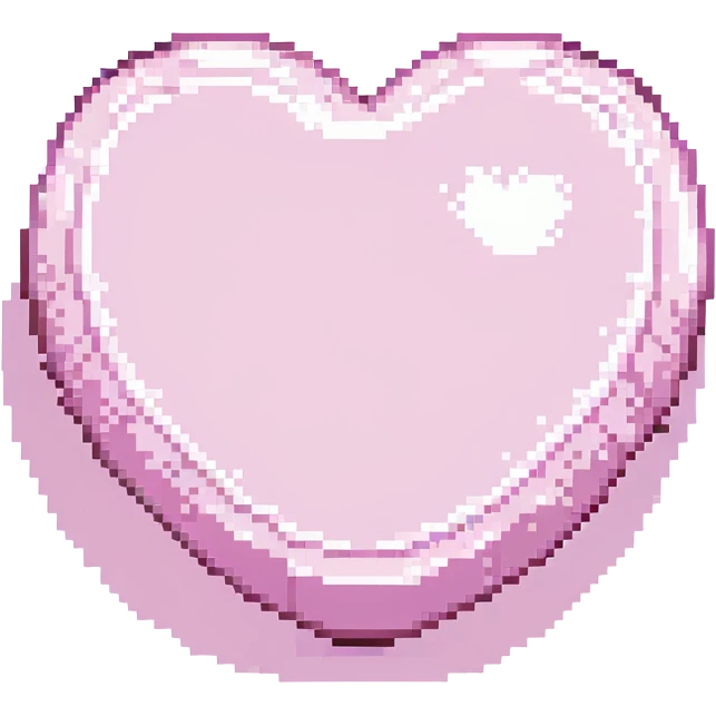 pink heart, pixel art style, with white highlight, no text emoji