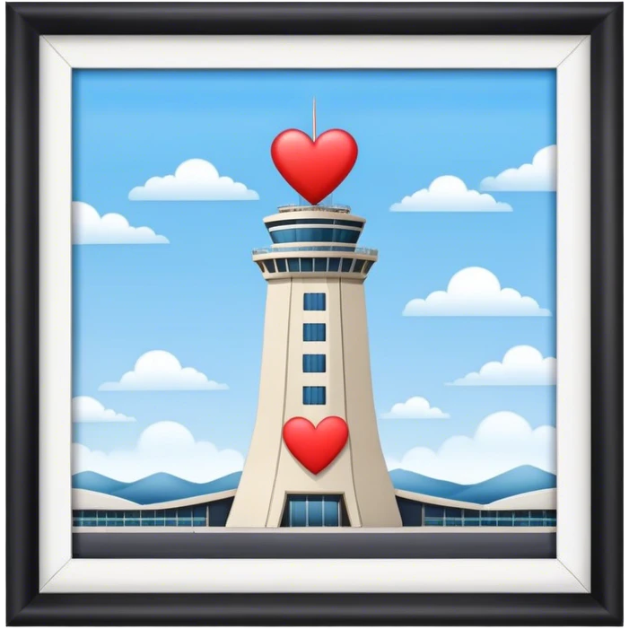 Airport tower with heart emoji