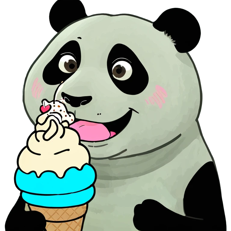 Panda eating ice cream emoji