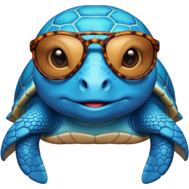 a big and cute blue  sea turtle wearing sun glasses  emoji