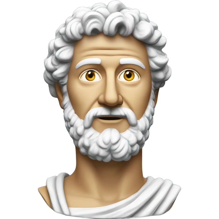 white marcus aurelius bust looking into the camera with a slight smile emoji