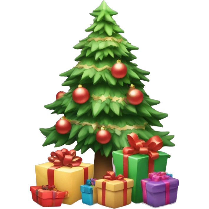 Little cute Christmas tree with presents  emoji