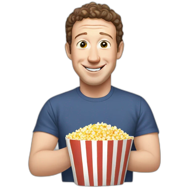 Mark Zuckerberg eating pop corn emoji