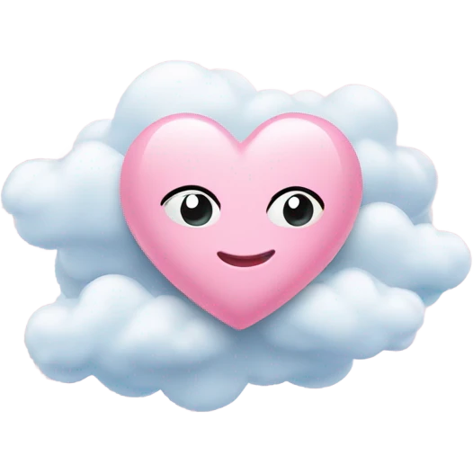 Baby pink love heart with clouds surrounding  emoji