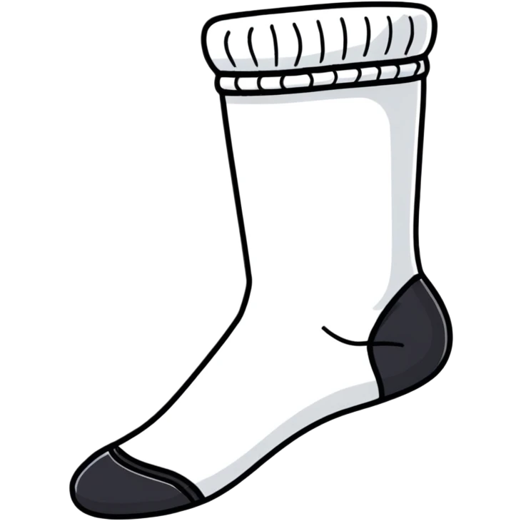 smelly white sock on foot, sole view, stinky emoji