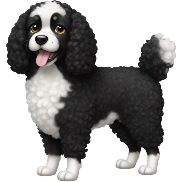 Black and white curly haired dog emoji