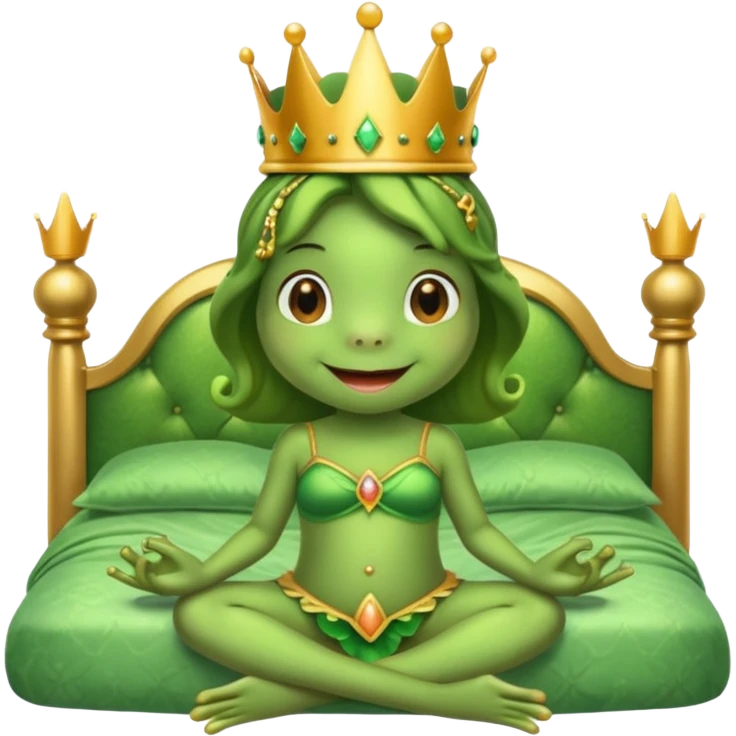 cute frog princess sitting on bed emoji