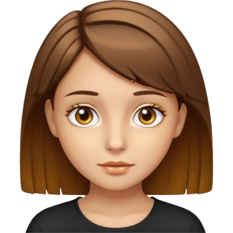 A young girl with short brown hair, her eyes should be hazel, her skin should look gold emoji