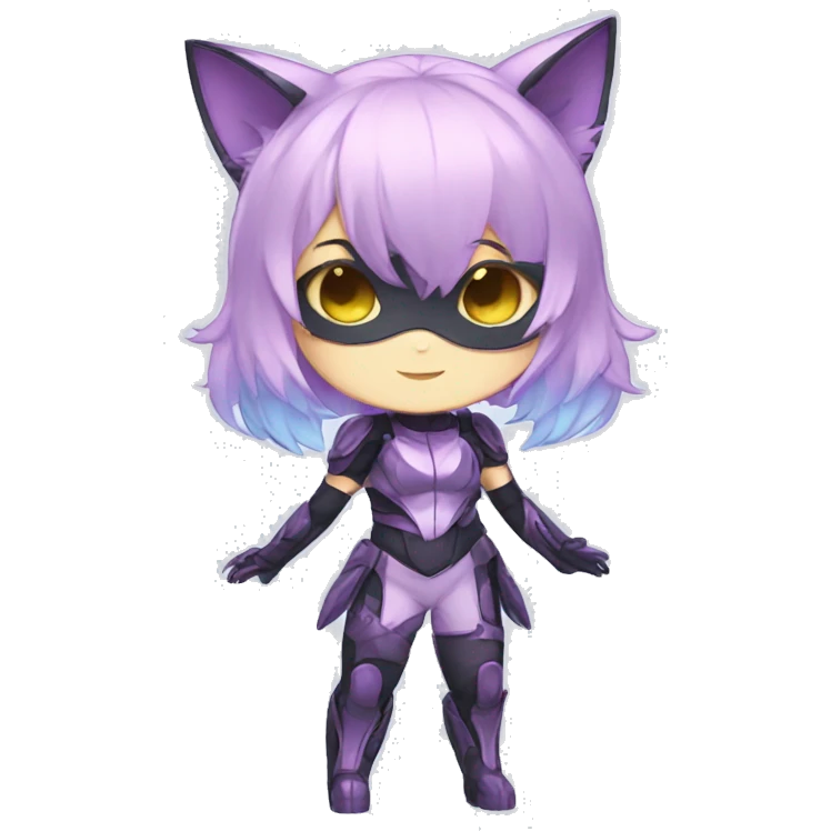 Pastel-Catgirl-Chibi-Sona-Shiny-Fakémon with a mask full body emoji