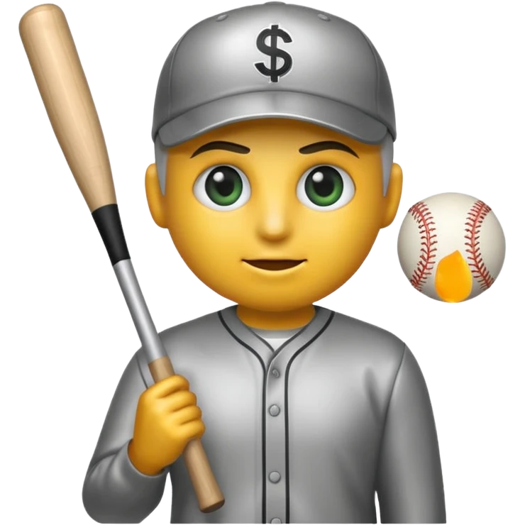 the 💣 emoji holding a baseball bat with money sign eyes emoji