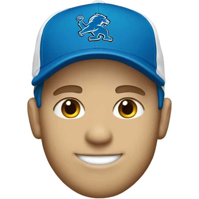 White male wearin a Detroit lions hat emoji