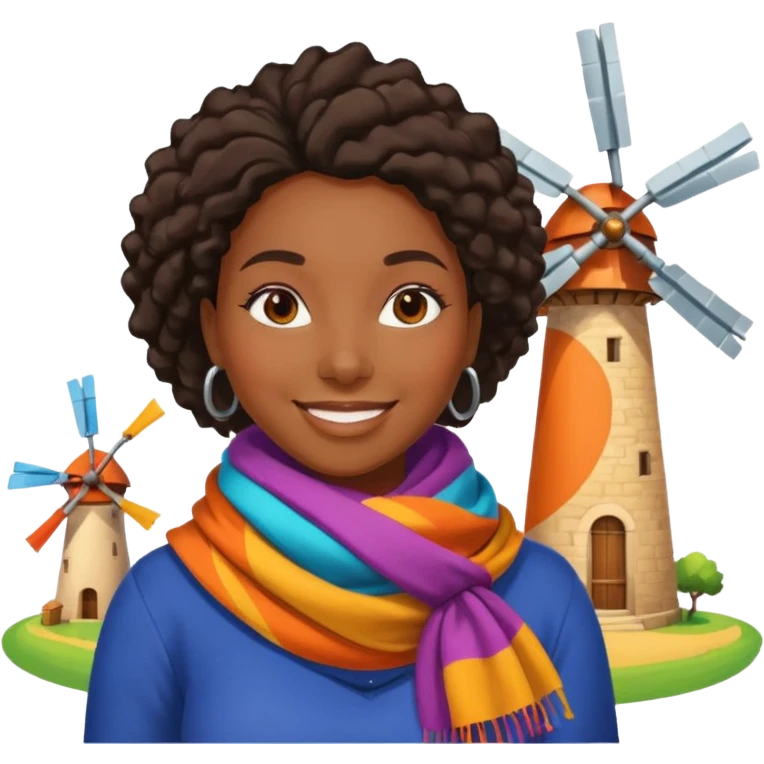black woman  with Windmills emoji