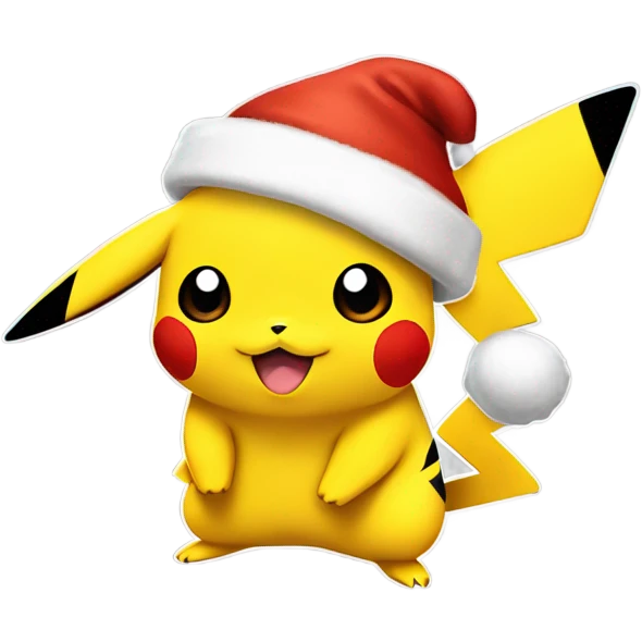 Pikachu with a Santa hat emoji