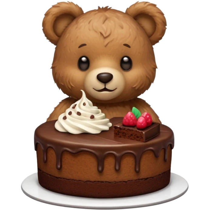 Morning teddy with chocolate cake bad slice  emoji