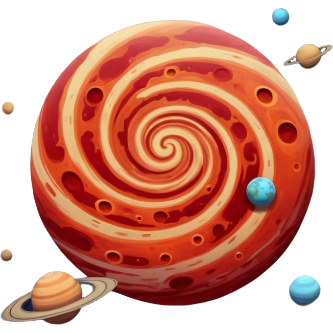 Red Spot and planet mix with 97 moons emoji