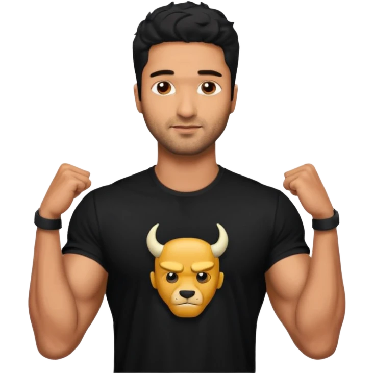 ipretty bratz emoji of vicky kaushal wearing a black tee, muscular emoji