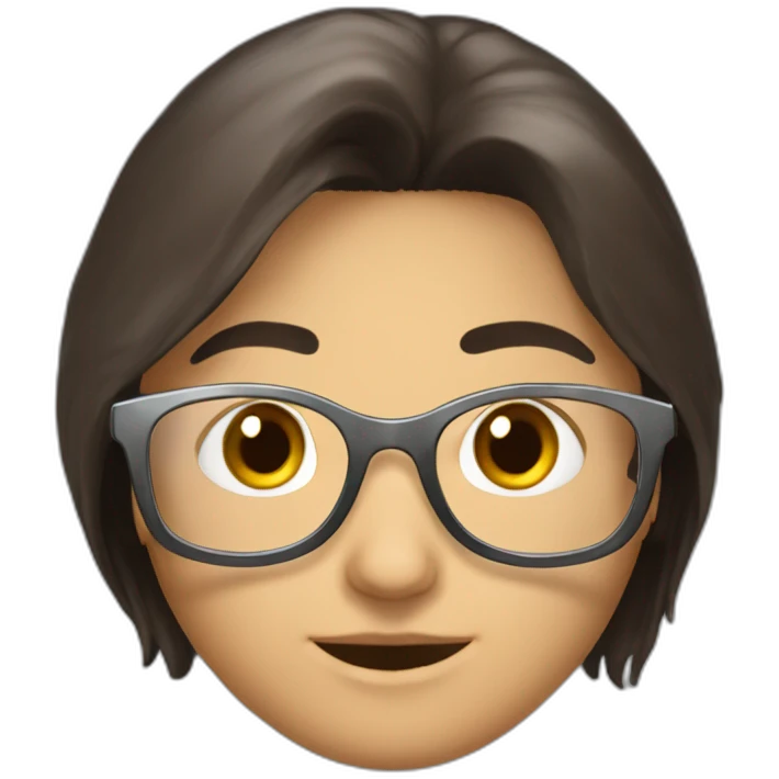 Uzbek 15yo, dark brown long a bit shiny hair with thin metal view glasses emoji