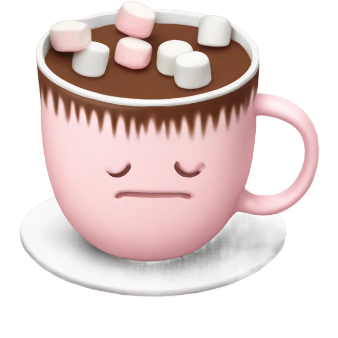 Light Pink mug of hot chocolate with marshmallows  emoji