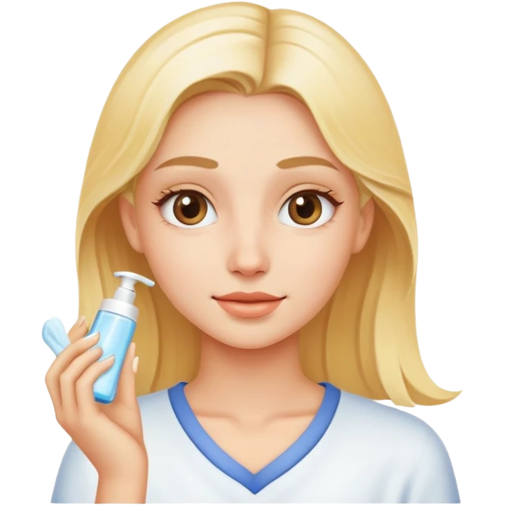 Blond girl making skin care emoji
