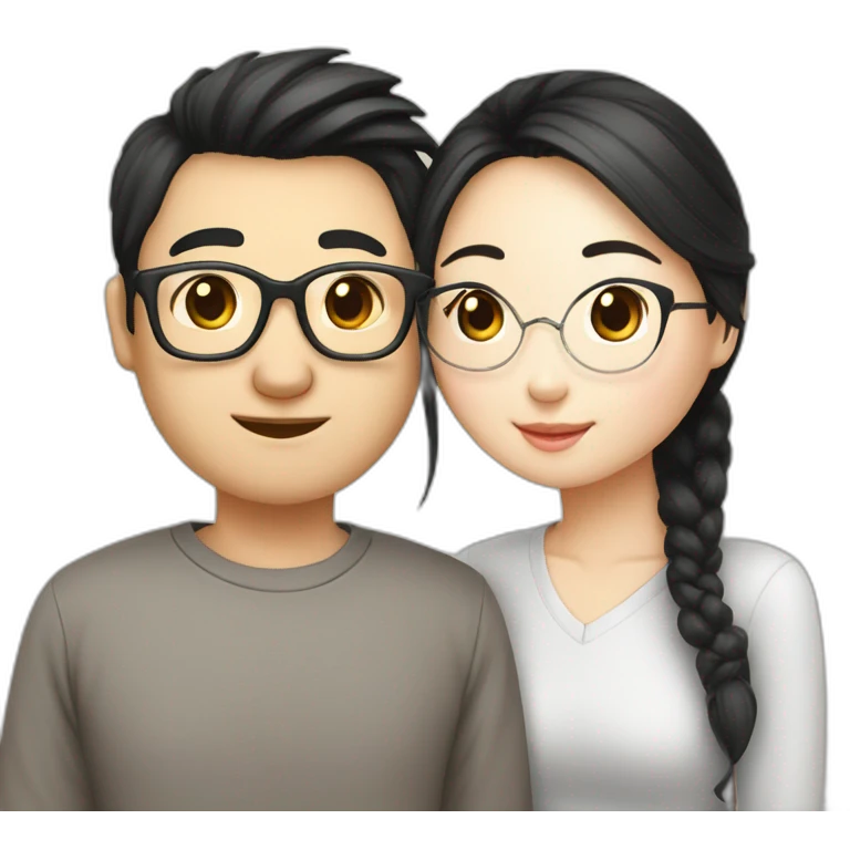I Chinese couple love each other all Chinese couple wear glasses too emoji
