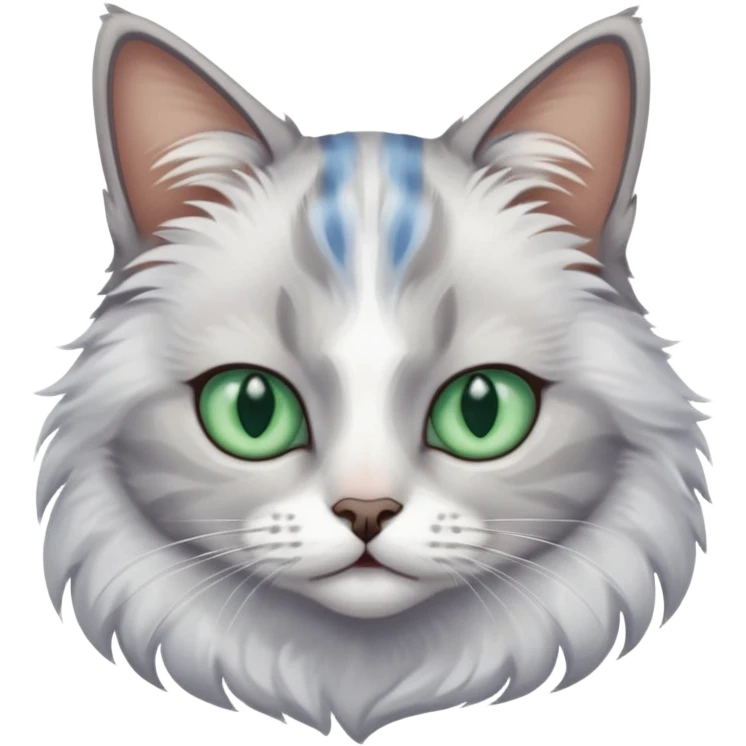 more slanted eyes with a green/blue colour, made the cat look challenging emoji
