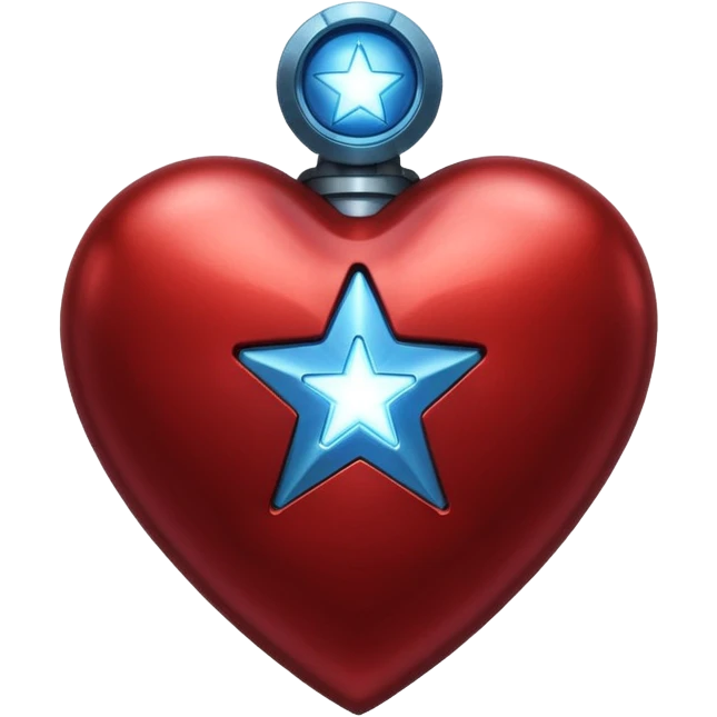 A red Iron Man heart with a glowing blue star in the center emoji
