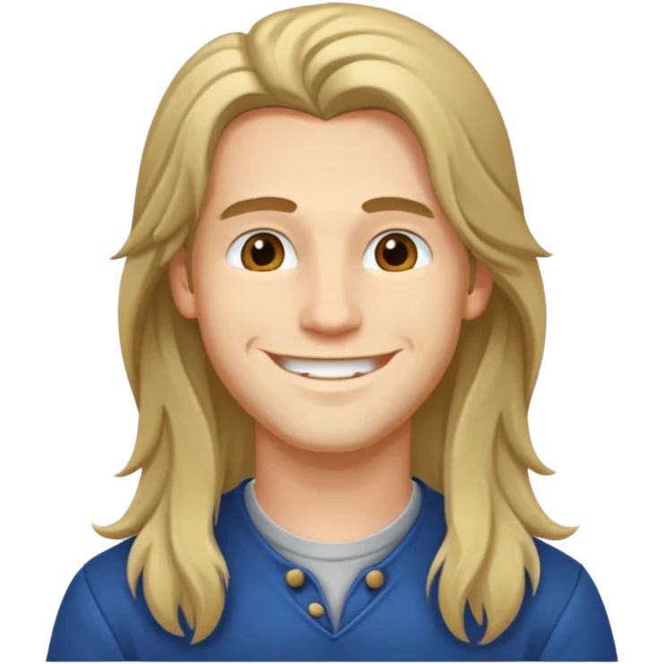 homme jeune cheveux long avec le sourire style européen emoji