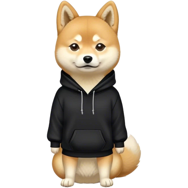 Shiba Doge in black slavic hoodie full body emoji