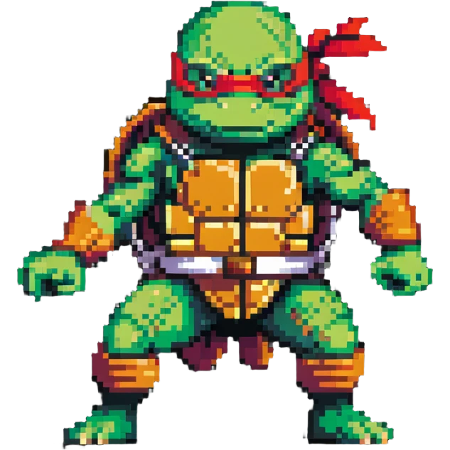 green masked ninja turtle in action pose emoji