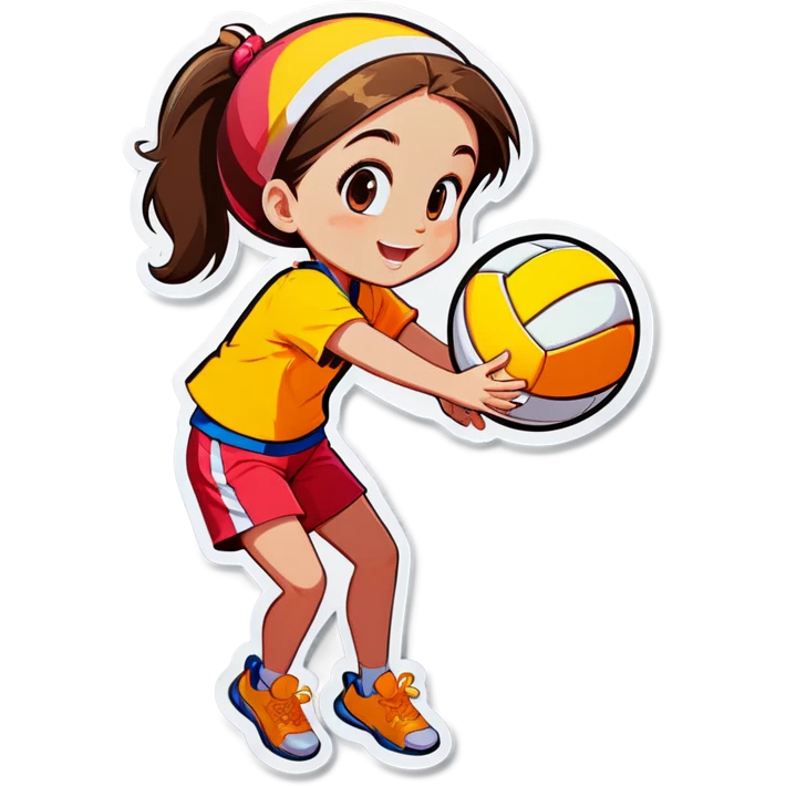 Girl playing with volleyball ball emoji