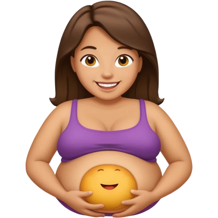 stephanie with a big food belly  emoji