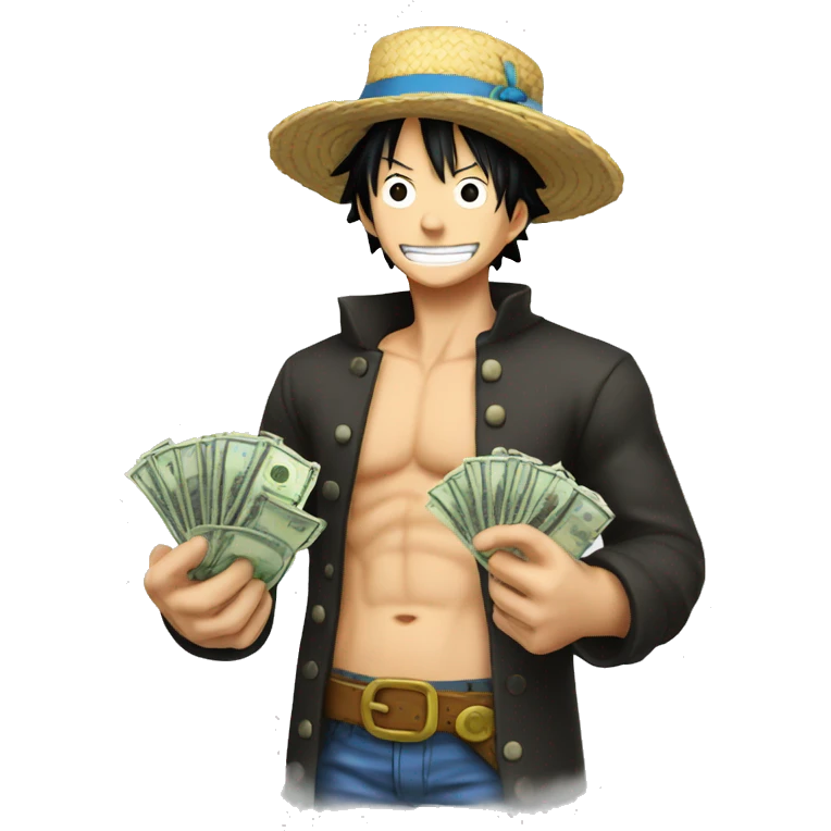 One Piece Ruffy with money in his hand emoji