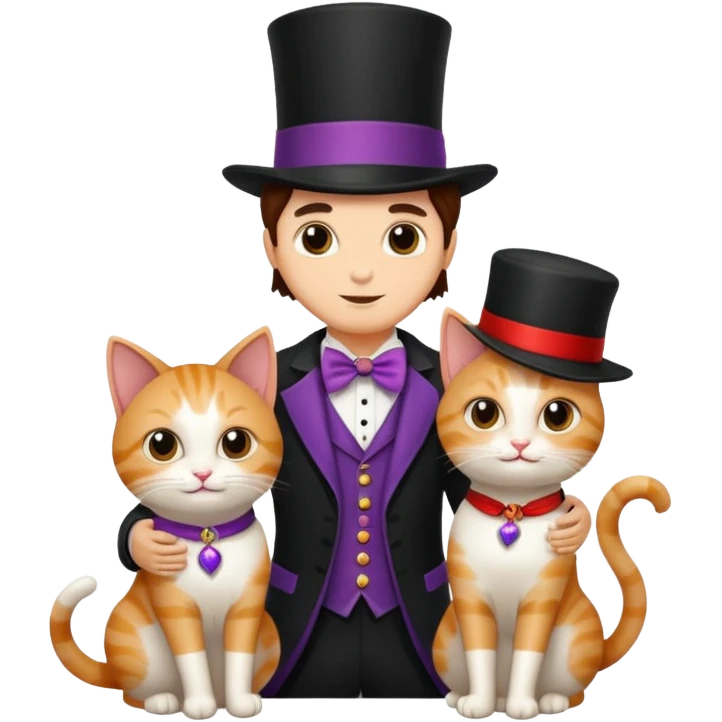 magician couple and their pet cat emoji