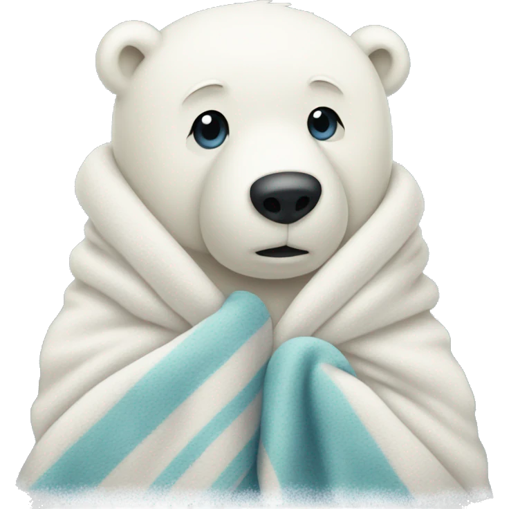Sad polar bear hugging a blanket emoji