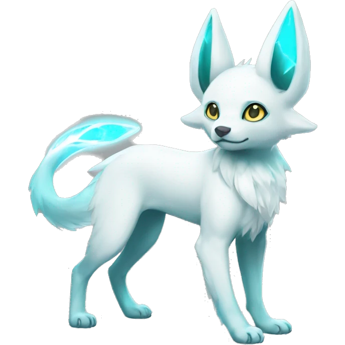 Shiny White Angelic Electric Albino Umbreon. cyan eyes and cyan markings. Golden Anubis-rings. full body emoji