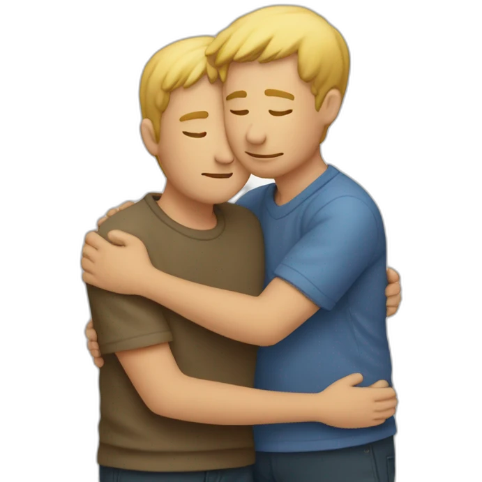 two short white men hugging emoji