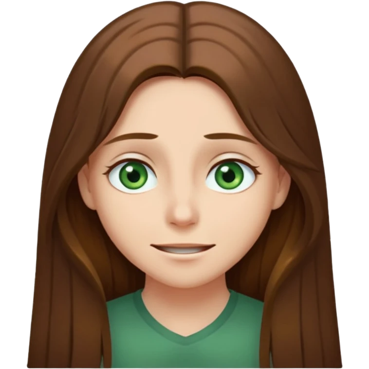I have long brown hair, green-gray eyes, I hide myself behind a smile, it hurts my soul, I don't have mutual love, sometimes I can be rude emoji