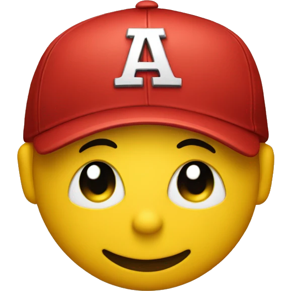 A yellow smiley face wearing a red baseball cap emoji