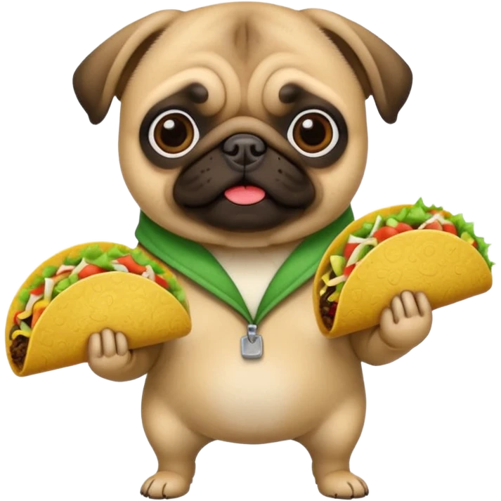 Pug holding tacos emoji
