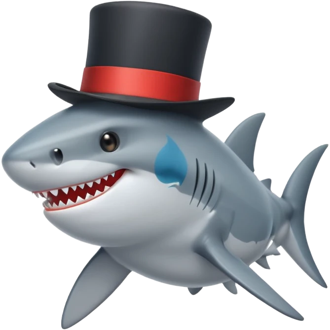 Shark with a top hat emoji