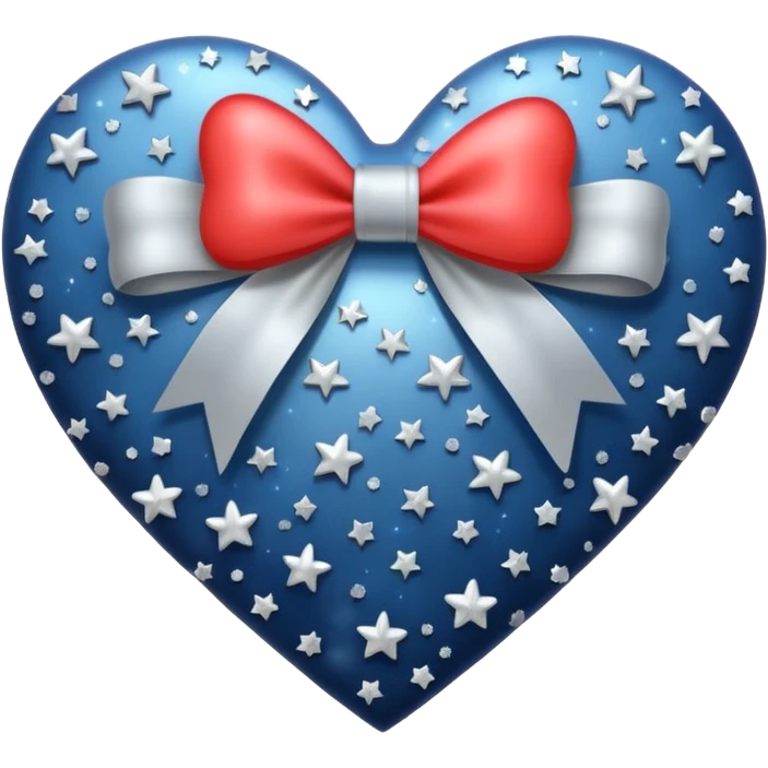 heart with a starry sky, silver bow decorated with small hearts emoji