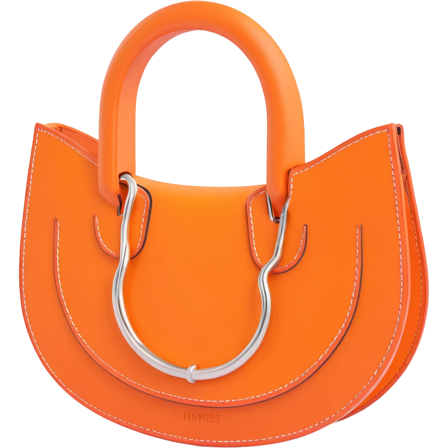horseshoe, 3D, orange leather, embossed Hermès pattern, premium, no text emoji