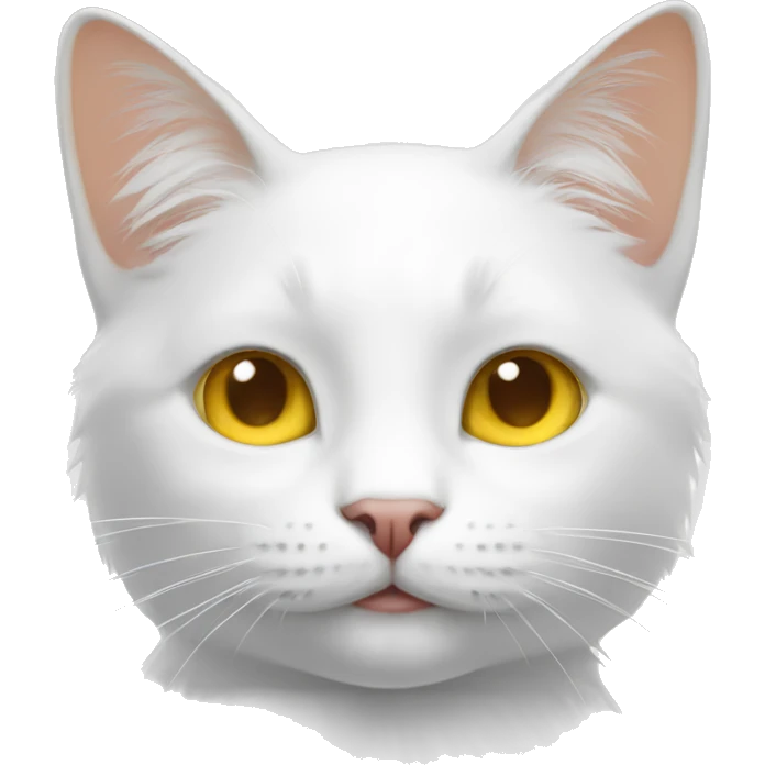 White cat with yellow hair on the top of te head smiling emoji